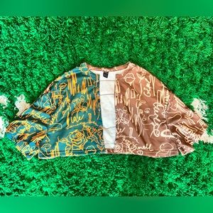 SHEIN Graphic Color Block Chain Tee